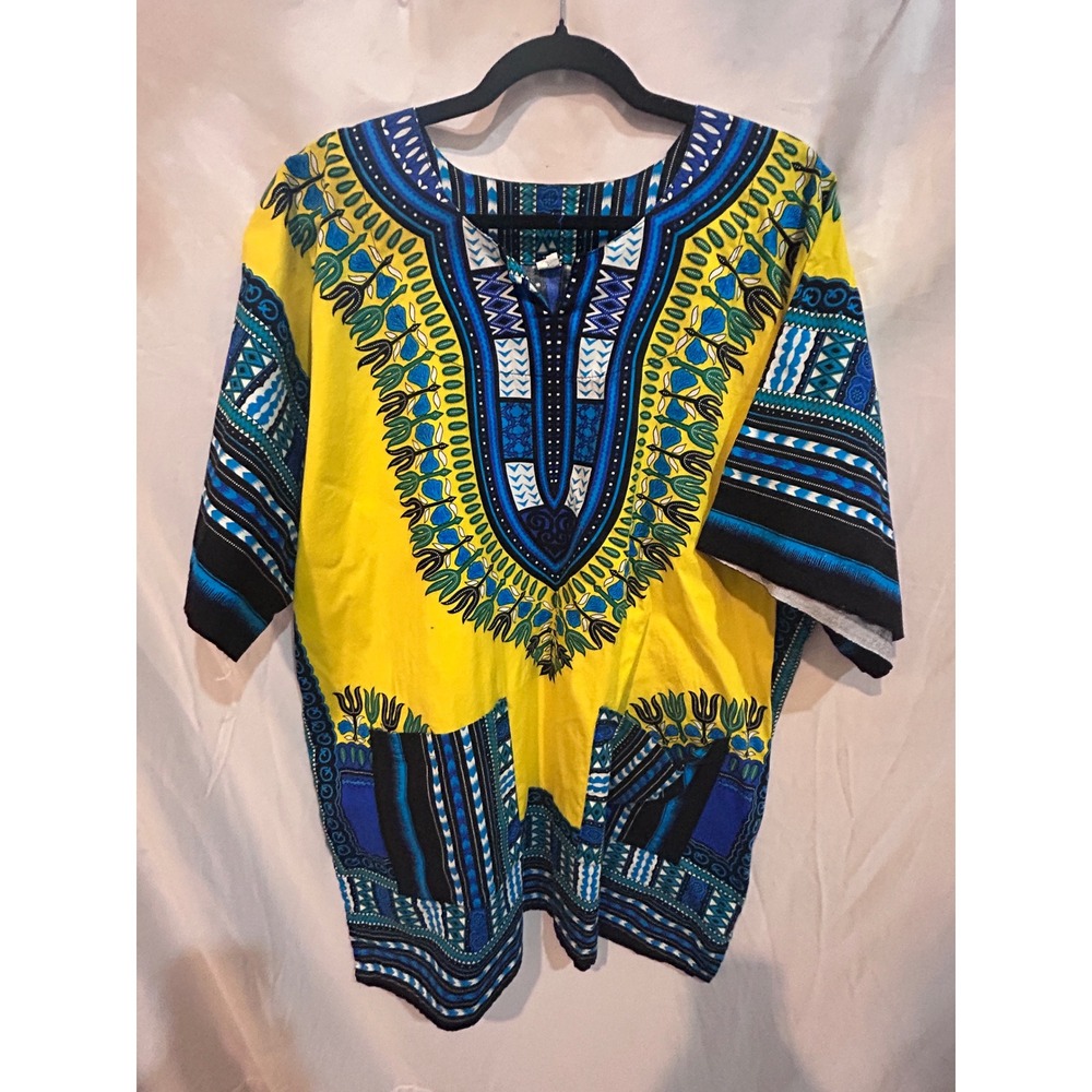 Yellow Dashiki Shirt Men Women Unisex African Print Top